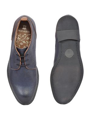 blue leather ankle boots shoes - 17636787 - Standard Image - 4