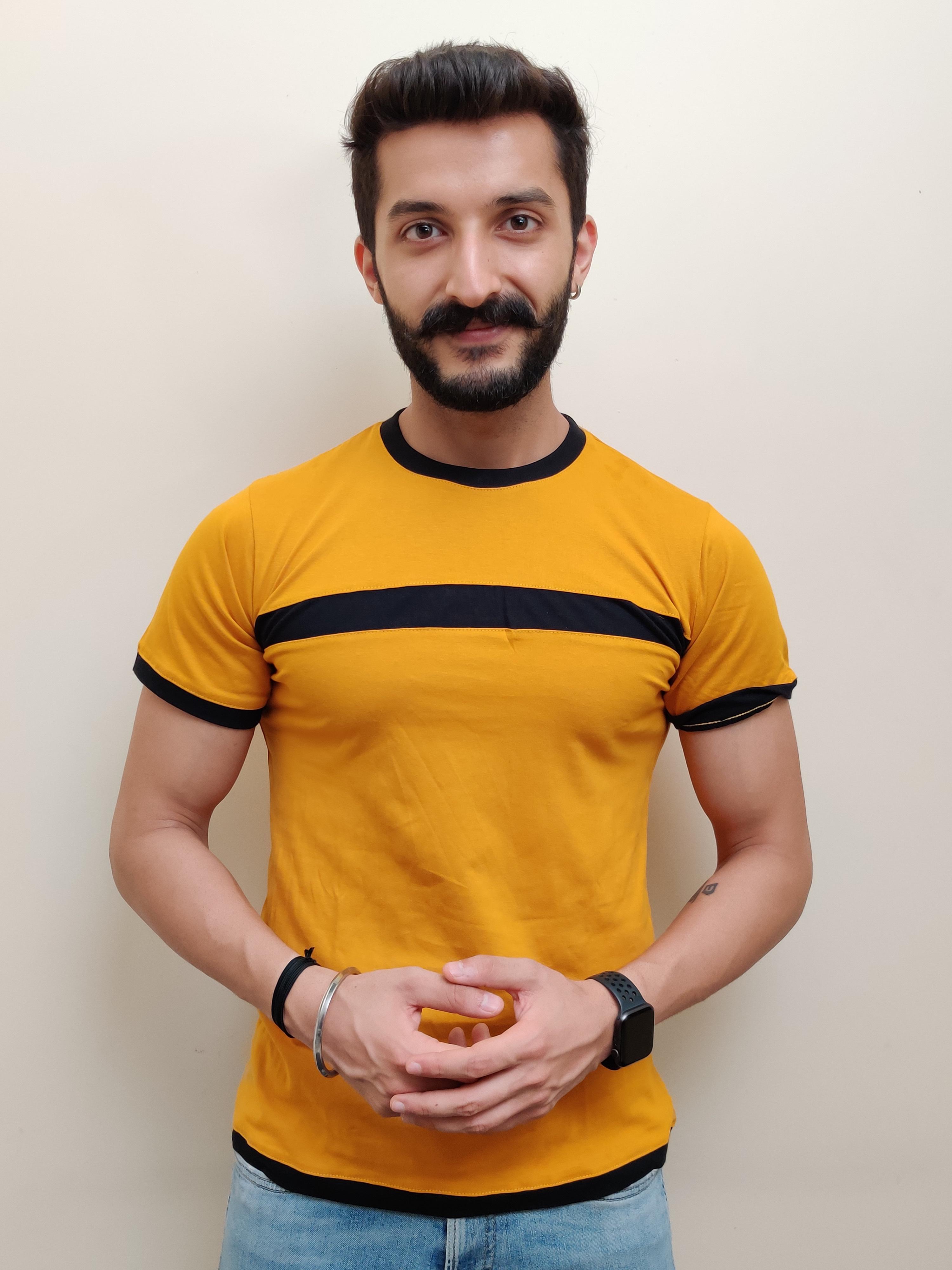 yellow round neck t-shirt - 17636847 - Zoom Image - 1