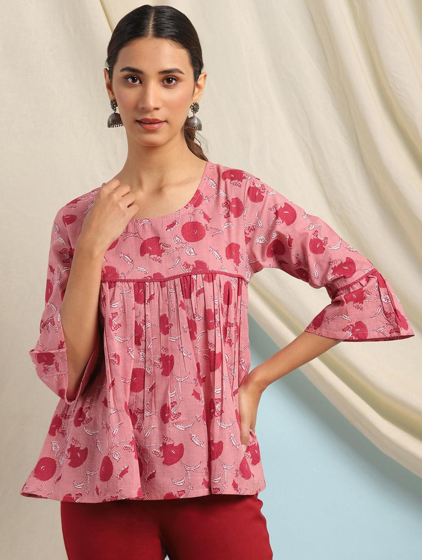 bell sleeved floral top - 17637770 - Zoom Image - 1