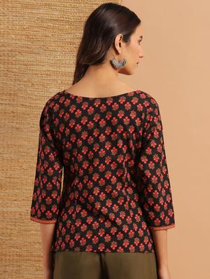 notch neck floral top - 17637776 - Standard Image - 3