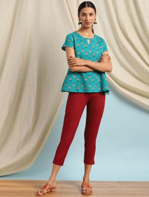 key hole neck printed top - 17637777 - Standard Image - 4