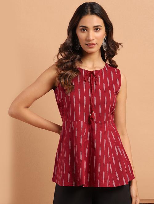 tie up neck a-line top - 17637779 - Standard Image - 1