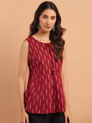 tie up neck a-line top - 17637779 - Standard Image - 2