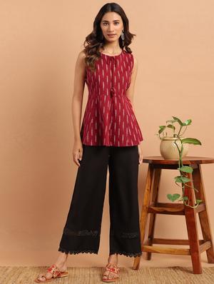 tie up neck a-line top - 17637779 - Standard Image - 4