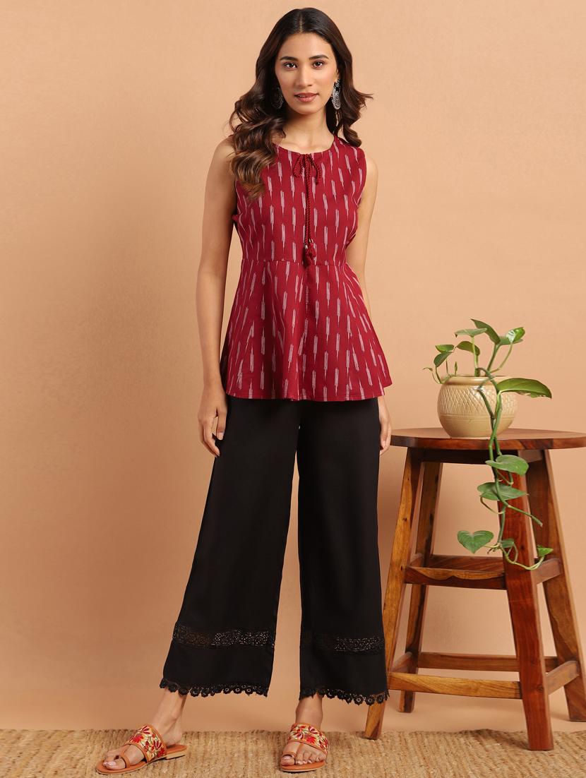 tie up neck a-line top - 17637779 - Zoom Image - 4
