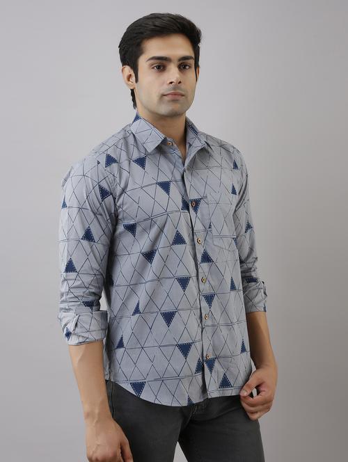 blue printed casual shirt - 17637789 - Standard Image - 1