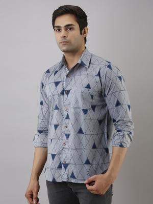 blue printed casual shirt - 17637789 - Standard Image - 2
