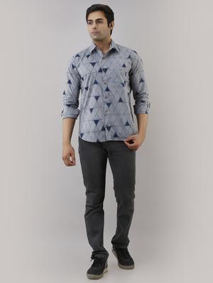 blue printed casual shirt - 17637789 - Standard Image - 4