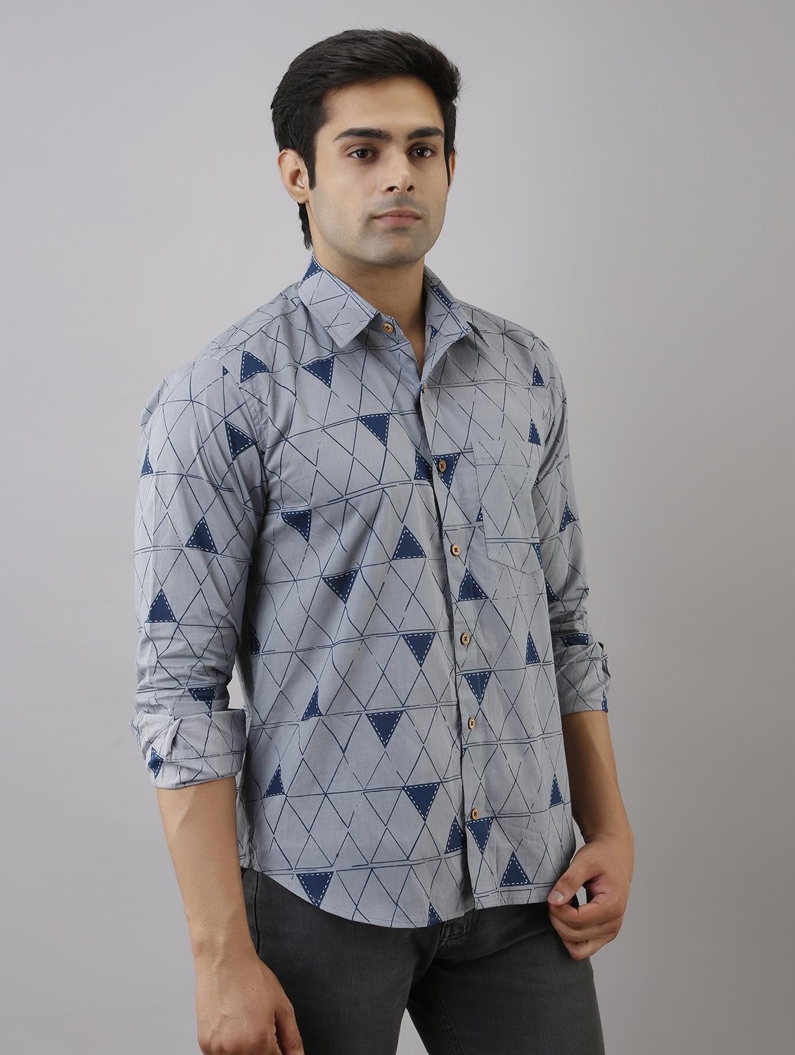 blue printed casual shirt - 17637789 - Zoom Image - 1