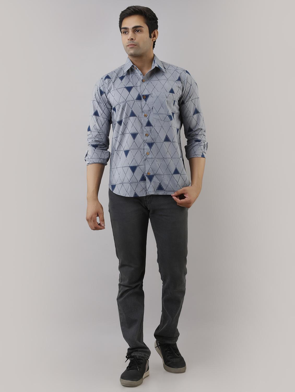 blue printed casual shirt - 17637789 - Zoom Image - 4