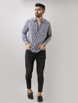 grey printed casual shirt - 17637815 - Standard Image - 4