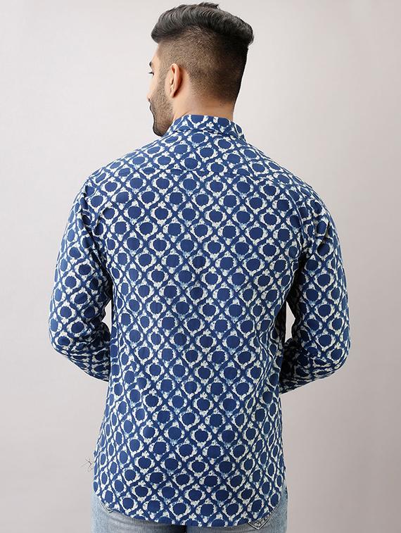 blue printed casual shirt - 17637816 - Zoom Image - 3