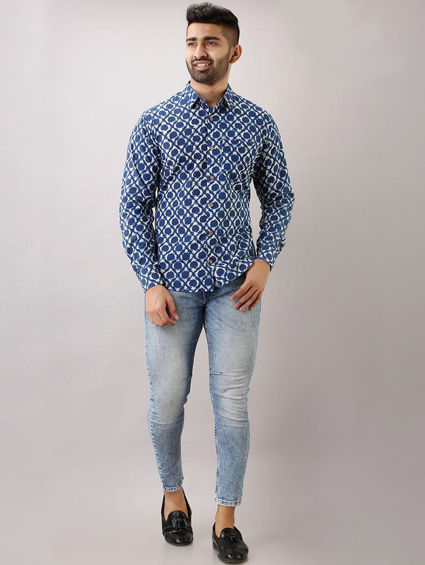 blue printed casual shirt - 17637816 - Zoom Image - 4