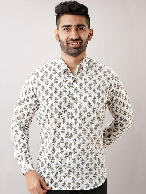 white printed casual shirt - 17637817 - Standard Image - 1