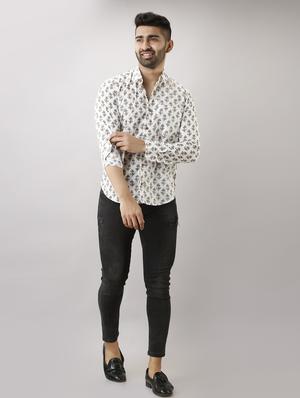 white printed casual shirt - 17637817 - Standard Image - 4