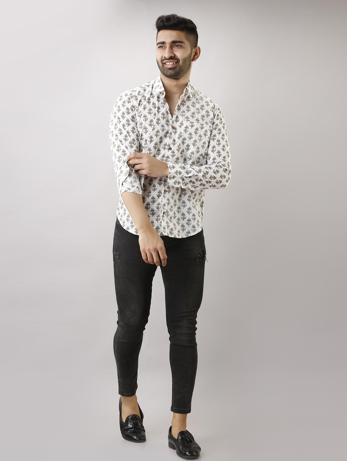 white printed casual shirt - 17637817 - Zoom Image - 4