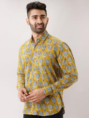yellow printed casual shirt - 17637819 - Standard Image - 2