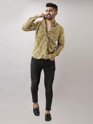 yellow printed casual shirt - 17637819 - Standard Image - 4
