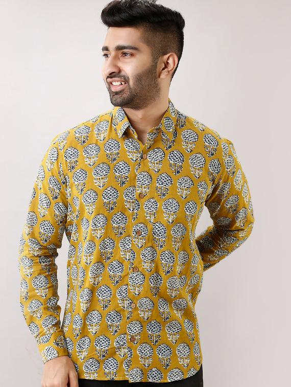 yellow printed casual shirt - 17637819 - Zoom Image - 1