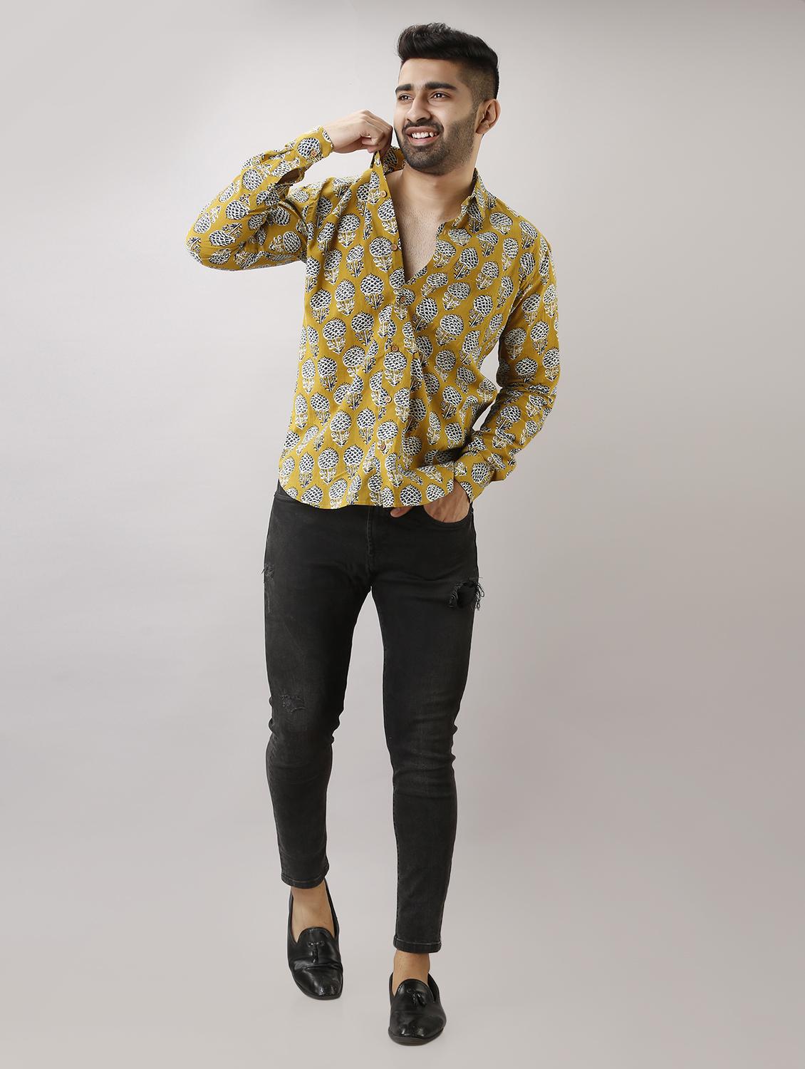 yellow printed casual shirt - 17637819 - Zoom Image - 4