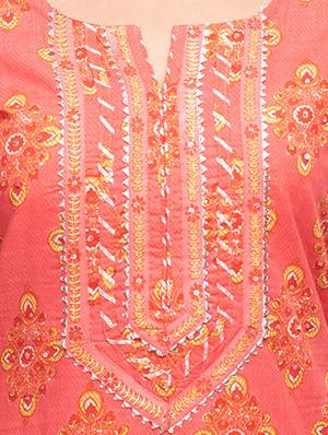 peach cotton kurta sharara set - 17638102 - Standard Image - 4