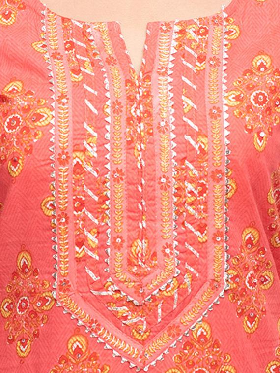 peach cotton kurta sharara set - 17638102 - Zoom Image - 4