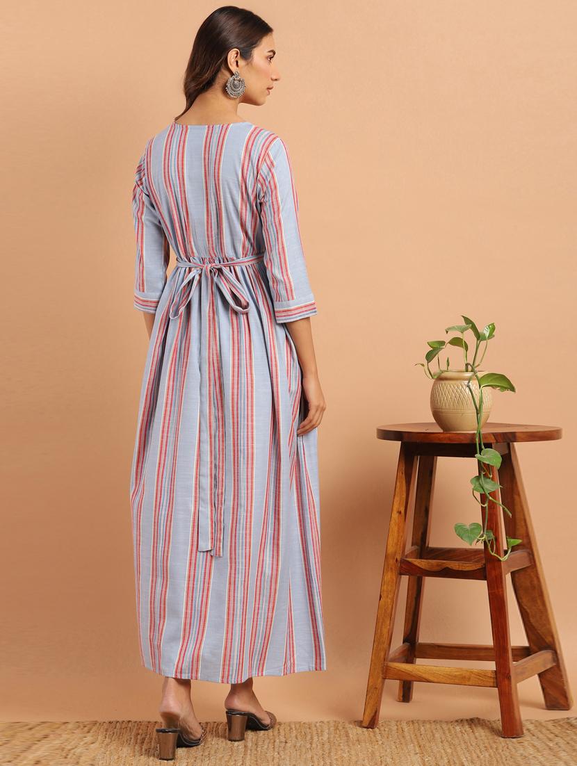 overlap neck striped maxi dress - 17638294 - Zoom Image - 3
