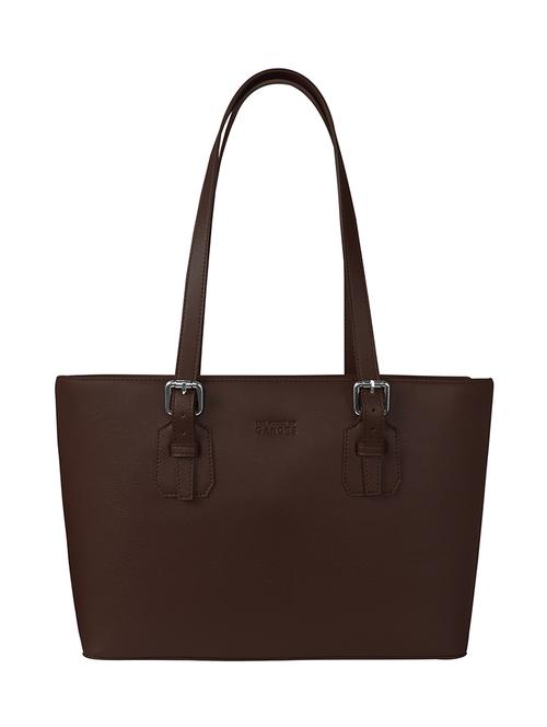 brown colored leatherette (pu) regular tote - 17639945 - Standard Image - 1