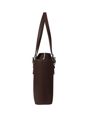 brown colored leatherette (pu) regular tote - 17639945 - Standard Image - 4