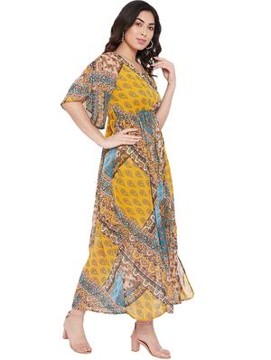 bell sleeved printed maxi dress - 17639967 - Standard Image - 3