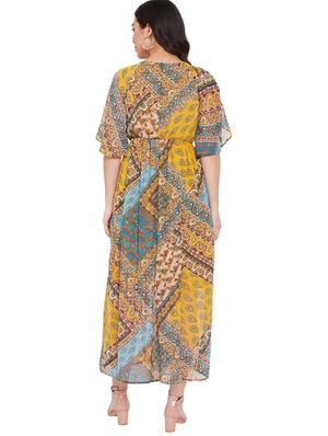 bell sleeved printed maxi dress - 17639967 - Standard Image - 4