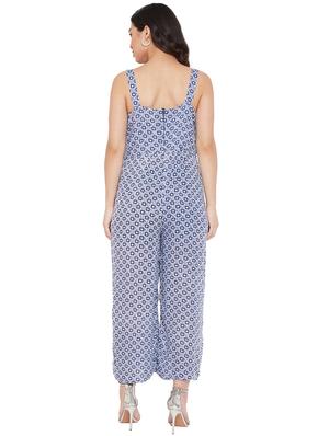 square neck printed full leg jumpsuit - 17639971 - Standard Image - 4