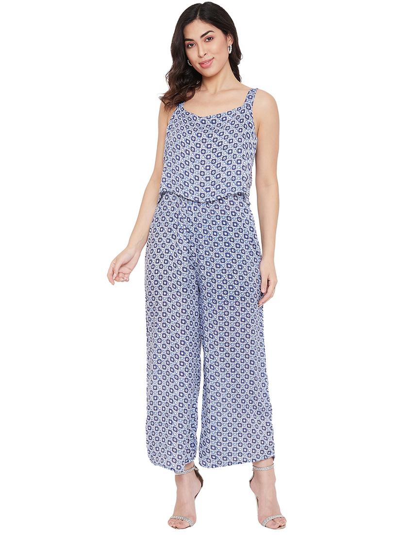 square neck printed full leg jumpsuit - 17639971 - Zoom Image - 1