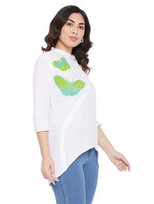 mandarin neck embroidered detail tunic - 17639983 - Standard Image - 2