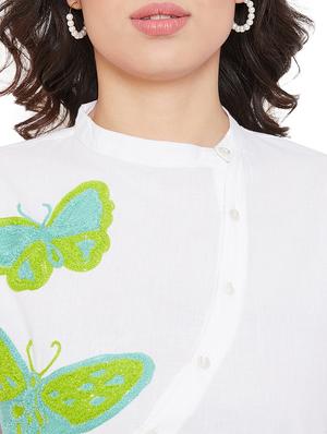 mandarin neck embroidered detail tunic - 17639983 - Standard Image - 5