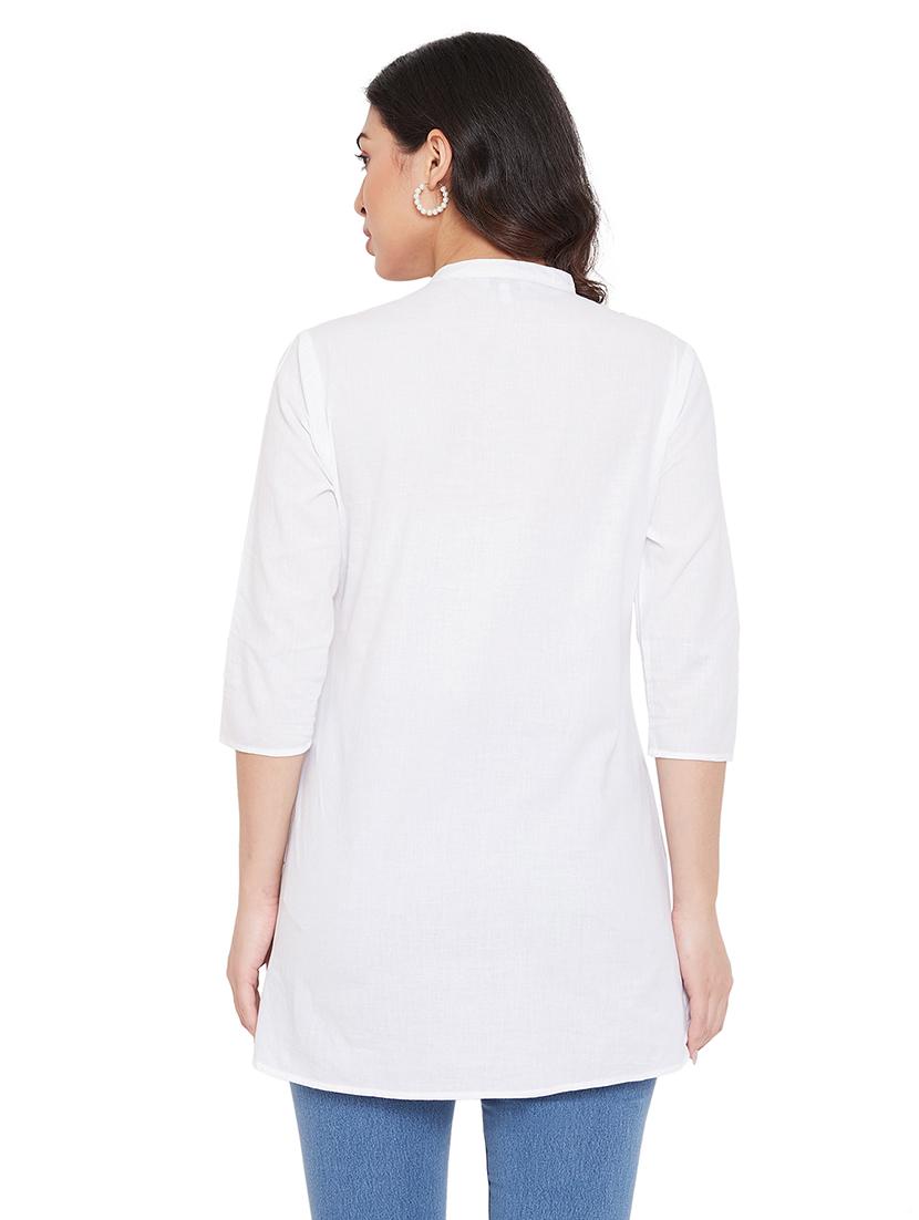 mandarin neck embroidered detail tunic - 17639983 - Zoom Image - 3