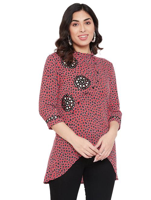 mandarin neck embroidered detail tunic - 17639985 - Standard Image - 1