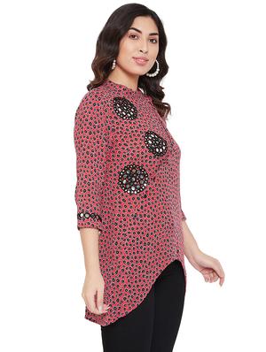 mandarin neck embroidered detail tunic - 17639985 - Standard Image - 2