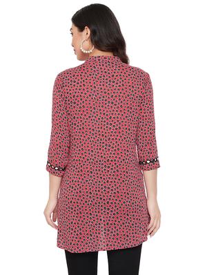 mandarin neck embroidered detail tunic - 17639985 - Standard Image - 3