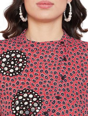 mandarin neck embroidered detail tunic - 17639985 - Standard Image - 5