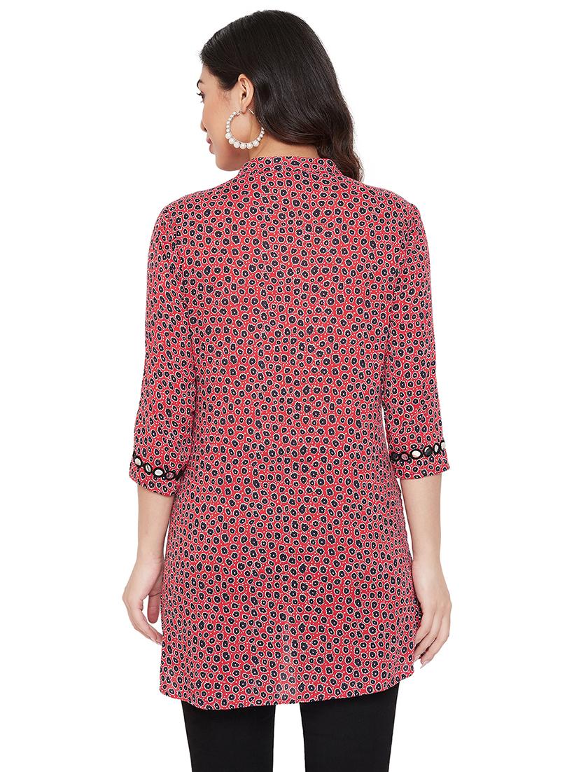 mandarin neck embroidered detail tunic - 17639985 - Zoom Image - 3