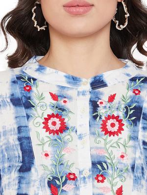 mandarin neck embroidered detail tunic - 17639986 - Standard Image - 4