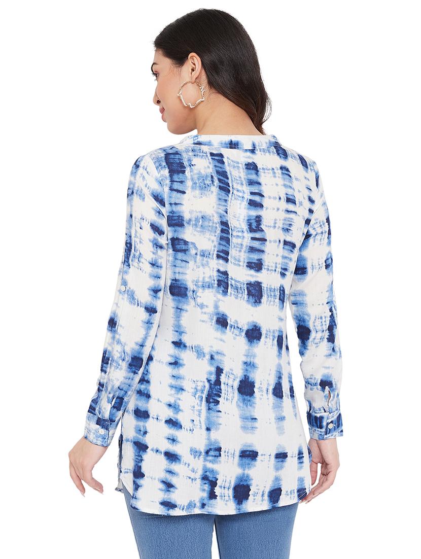 mandarin neck embroidered detail tunic - 17639986 - Zoom Image - 2