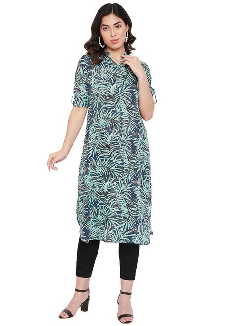 mandarin neck tropical tunic - 17639987 - Standard Image - 1