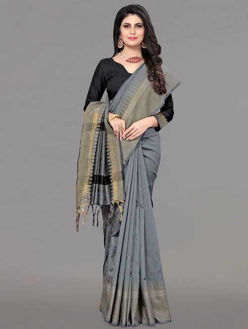 solid bordered bhagalpuri saree with blouse - 17639992 - Standard Image - 1