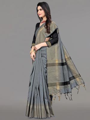 solid bordered bhagalpuri saree with blouse - 17639992 - Standard Image - 2