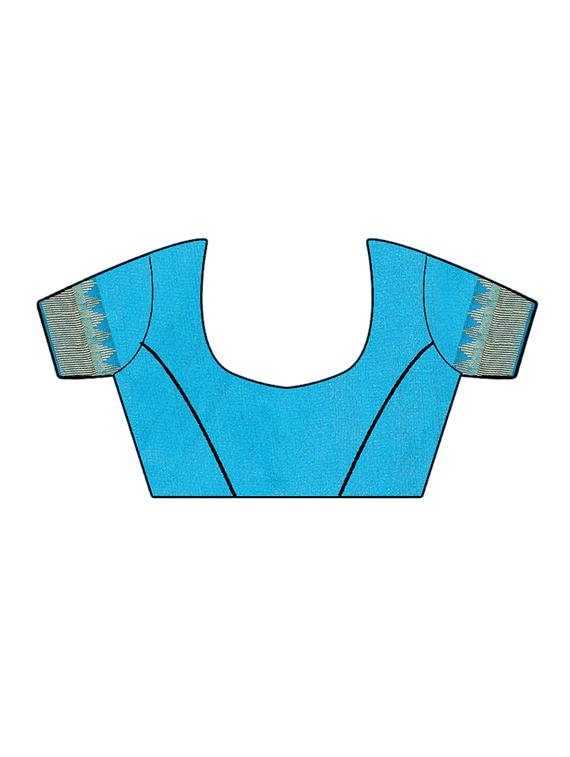 solid bordered bhagalpuri saree with blouse - 17639993 - Zoom Image - 5