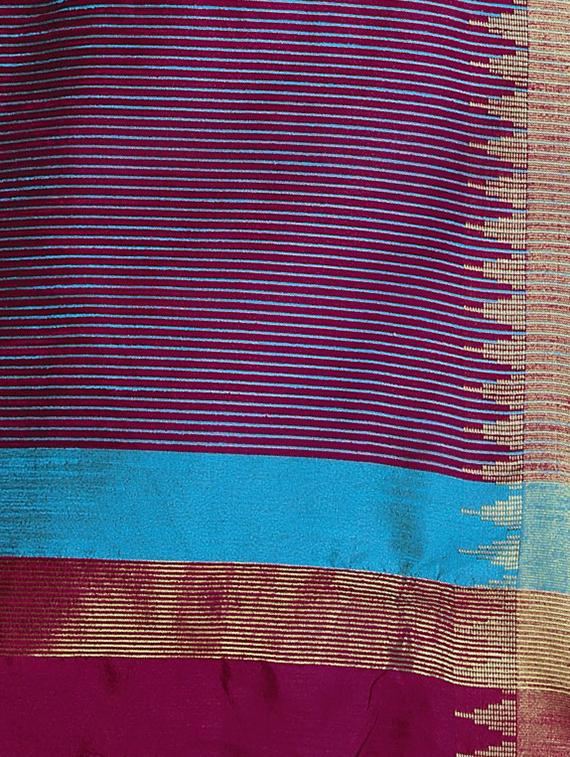 solid bordered bhagalpuri saree with blouse - 17639993 - Zoom Image - 6