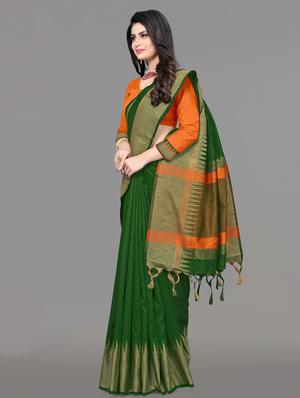 solid bordered bhagalpuri saree with blouse - 17639994 - Standard Image - 2