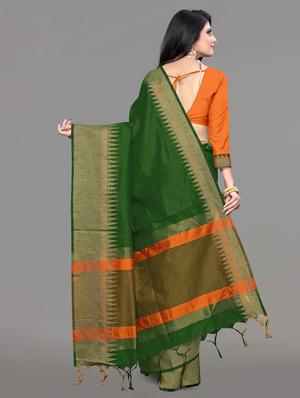 solid bordered bhagalpuri saree with blouse - 17639994 - Standard Image - 4